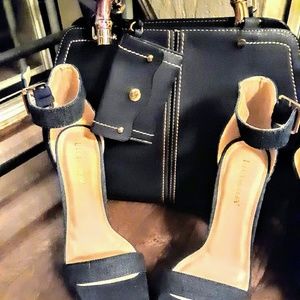 Denim  purse  with matching  shoes brand new size